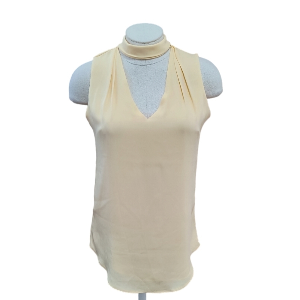 White House Black Market Sleeveless Mock Neck Choker Blouse Size 0
